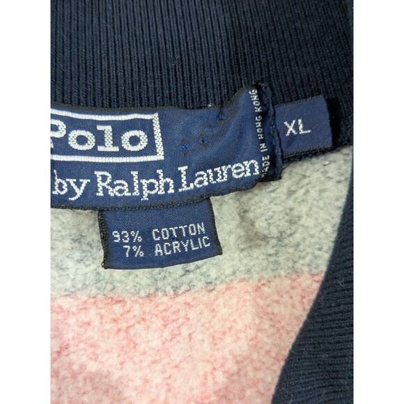 Vintage Polo Ralph Lauren Rugby Striped 1/4 Zip Pullover Sweatshirt XL Oversized - Picture 10 of 11